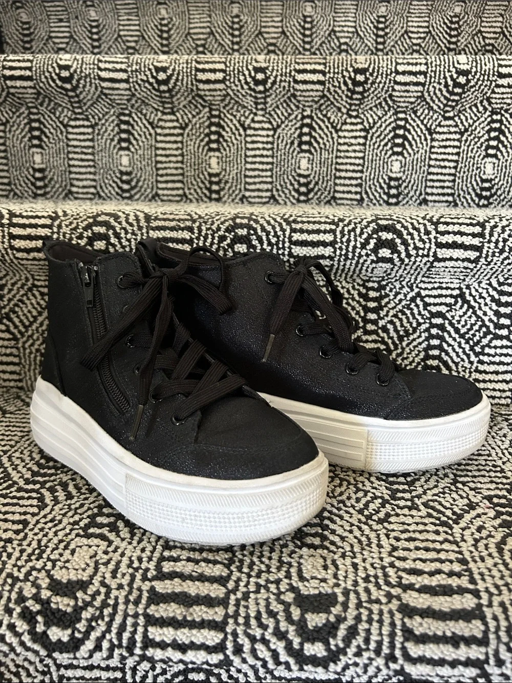 Skechers Hyperlift Black High-Top Platform Sneakers